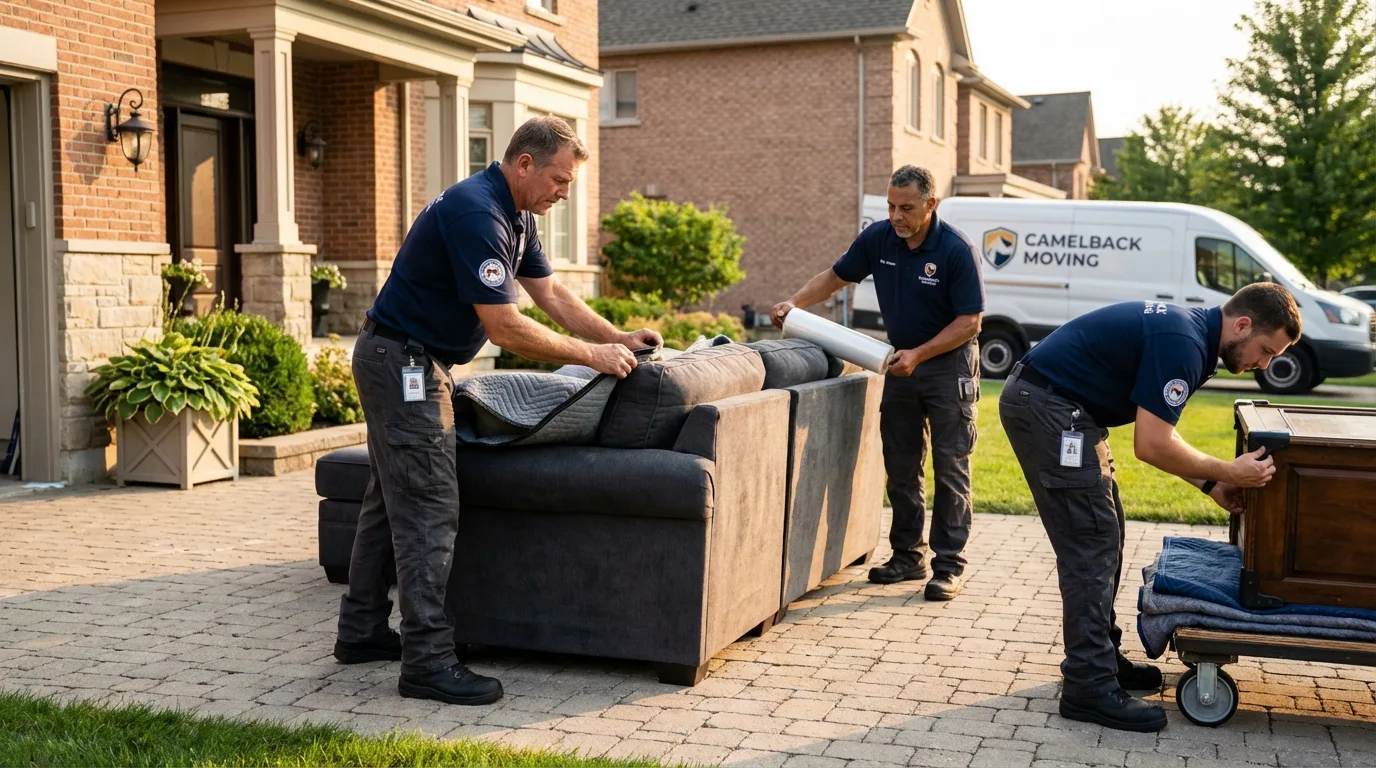 Large estate moving crew wrapping furniture in Gooding, ID